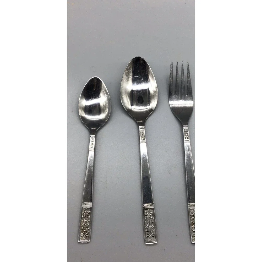 Vintage‎ MCM Customcraft Stainless 3 Piece Flatware Teaspoon Tablespoon Fork